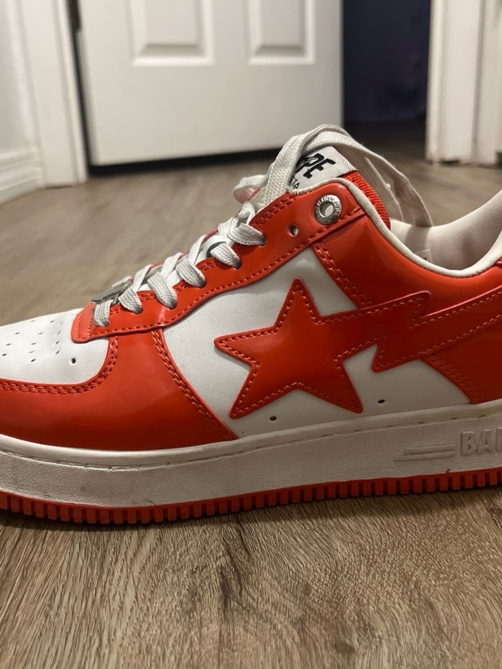 BAPE  Orange & White Star Leather Sneaker